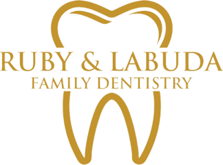 A picture of the logo for ruby and labuid family dentistry.